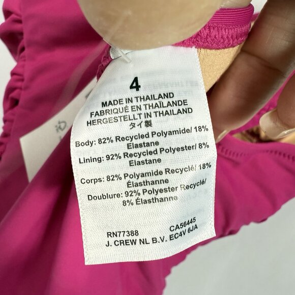 J. Crew Women's Pink Ruched V-Neck One-Piece Swimsuit Size 4 NWT - Picture 8 of 9